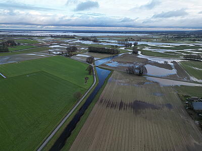 Bild vom Januar 2024, als das Gebiet rund um den Dümmer überflutet war.